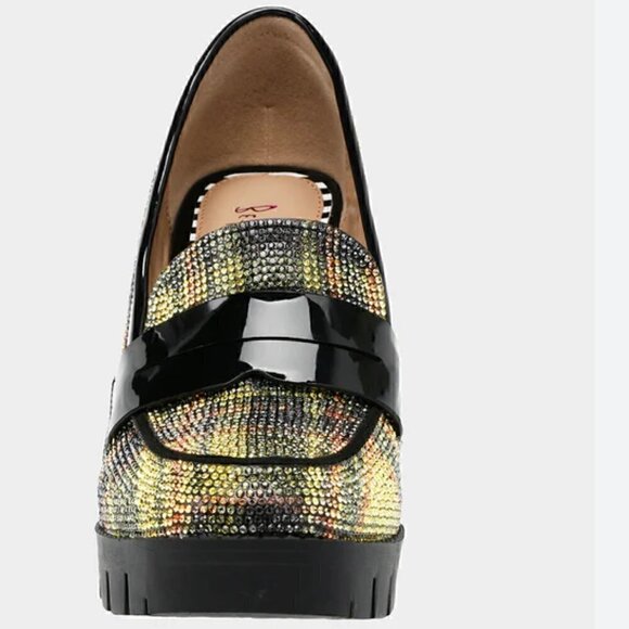 Betsey Johnson Adelyn Loafers Yellow Plaid Heel NIB 7 - Picture 6 of 10